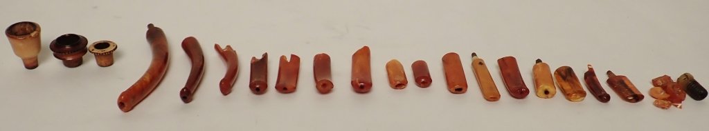 Group of Amber Pipe Mouthpieces with Pipe Bowls (1 of 4)