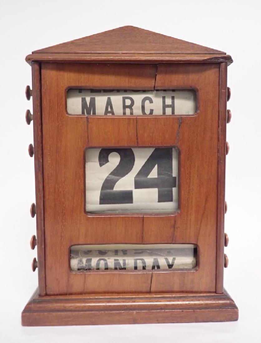 Antique Wood Perpetual Desk Calendar