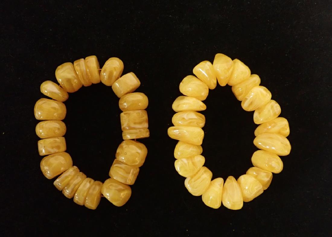 Pair of Chinese Butterscotch Amber Bracelets (1 of 5)