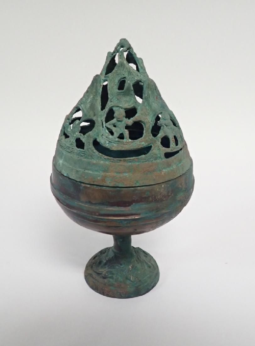 Antique Chinese Bronze Lidded Censer (1 of 9)