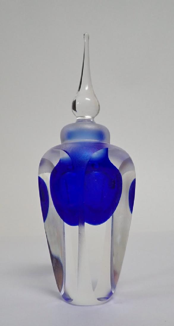 Cobalt & Clear Glass Perfume Bottle, Signed (1 of 10)