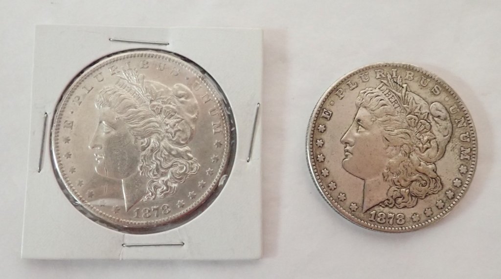 Two 1878 S $1 Morgan Silver Dollar Coins (1 of 8)