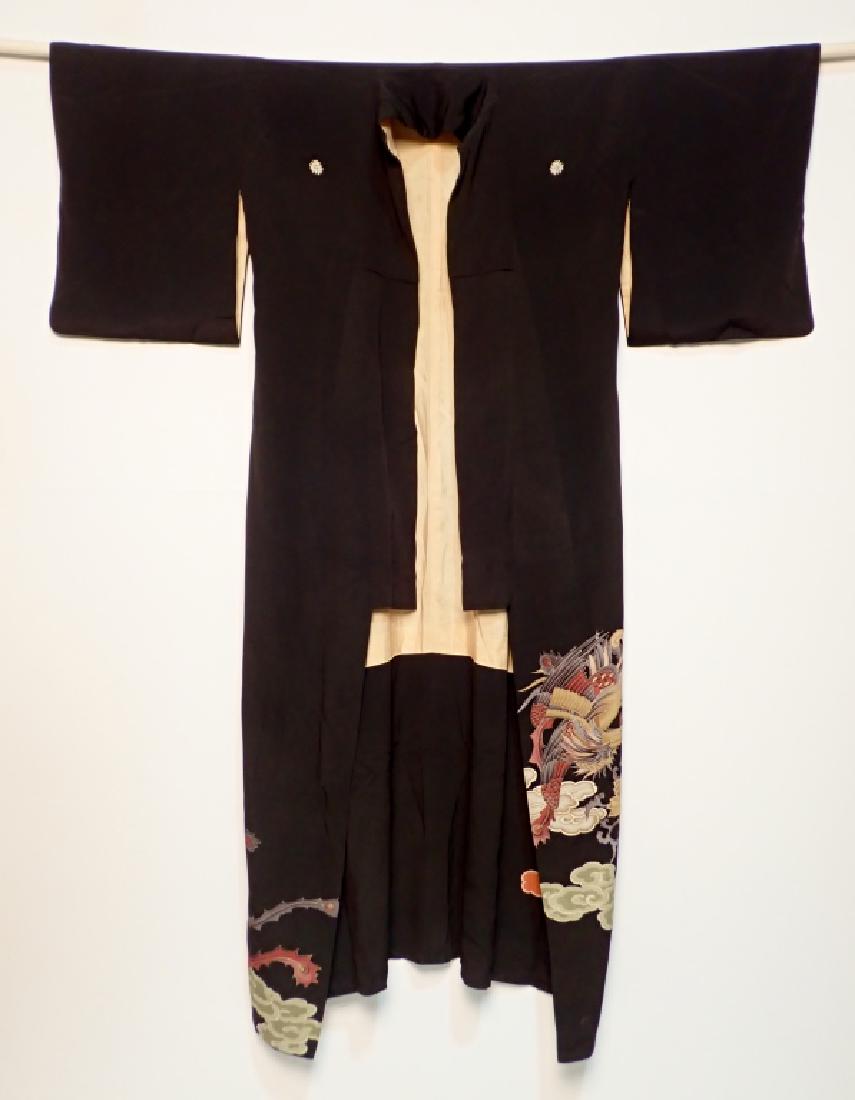 Vintage Black Kimono with Dragon Motif (1 of 10)