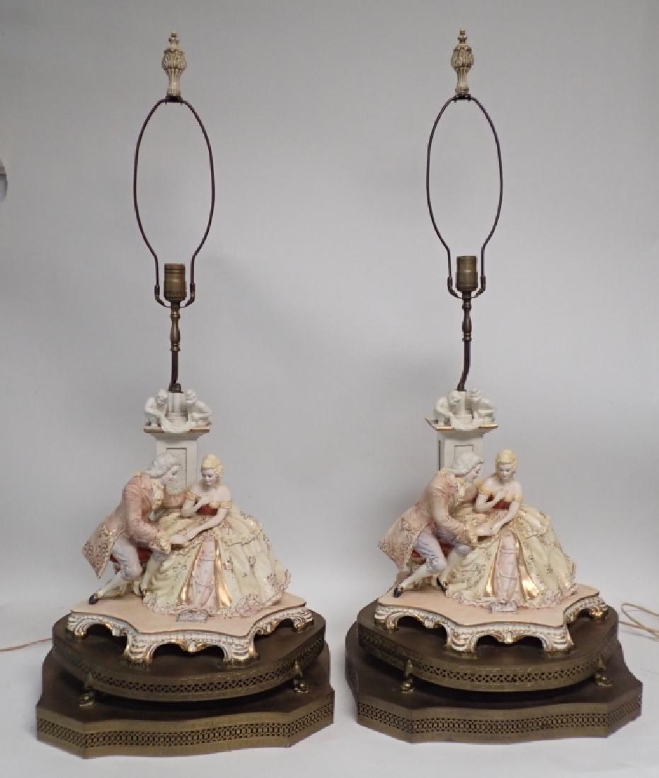 Pair Unglazed Italian Porcelain Figural Lamps (1 of 10)