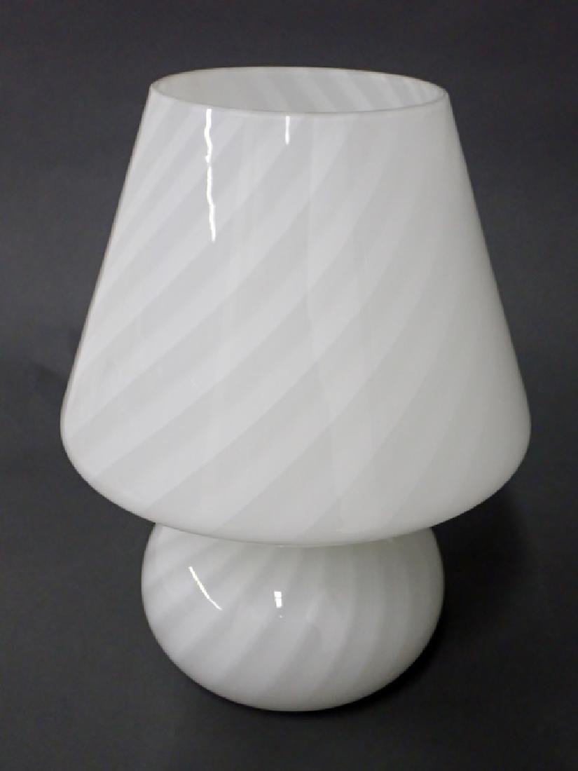 Vintage White Striped Glass Mushroom Lamp (1 of 10)