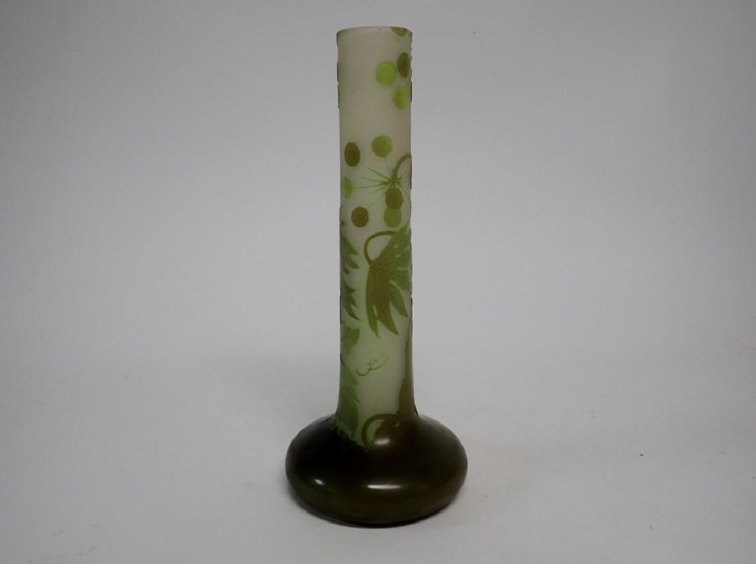 Medium Green Cameo Glass Vase Signed Galle (1 of 10)
