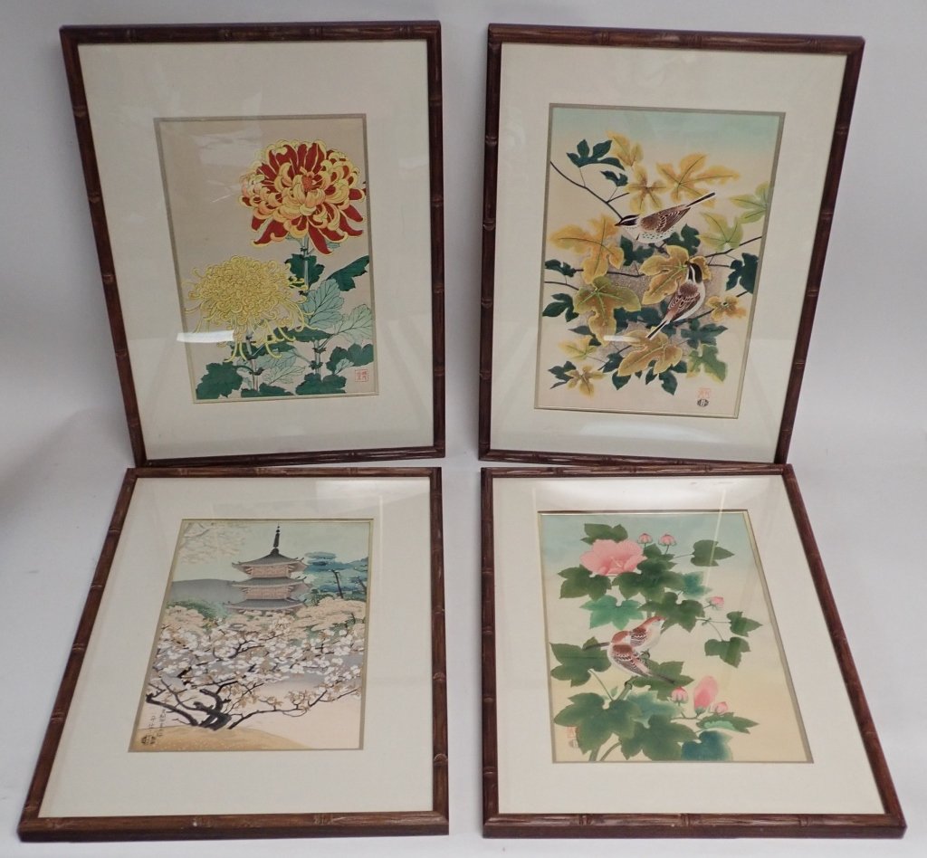 Set of Four Japanese Wood Block Prints (1 of 10)