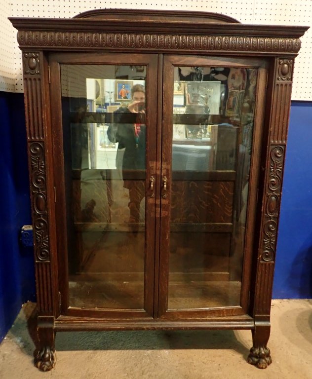 Antique Victorian Oak Wood Vitrine (1 of 12)