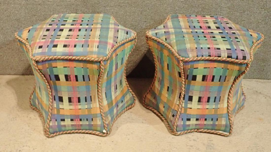 Pair of Hexagonal Multi-Colored Ottomans (1 of 10)