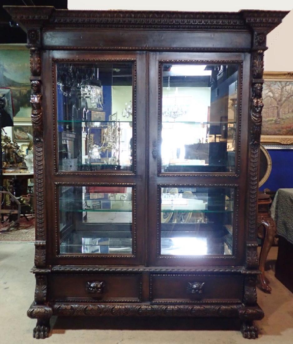Renaissance Revival Carved Curio Cabinet (1 of 10)