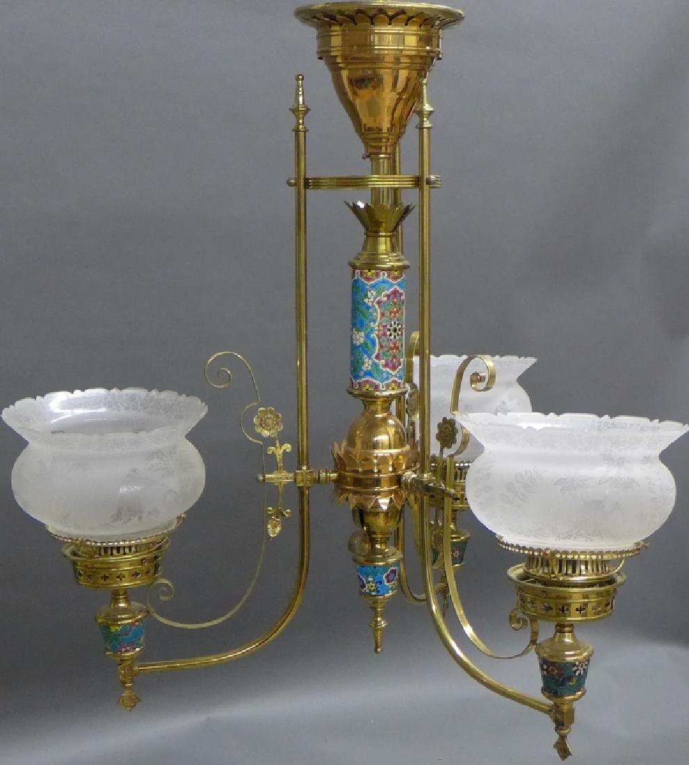 Victorian Aesthetic Longwy and Brass Chandelier (1 of 10)