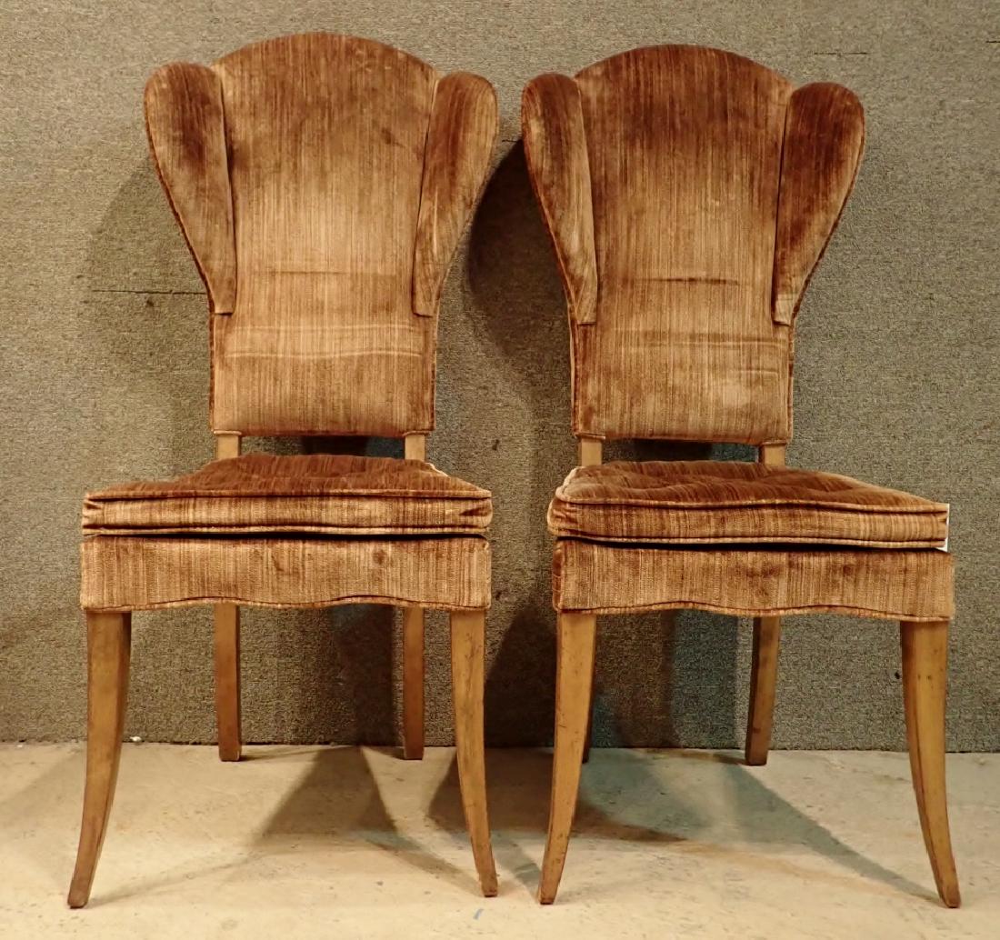 Pair of Velvet Upholstered Wooden Chairs (1 of 6)