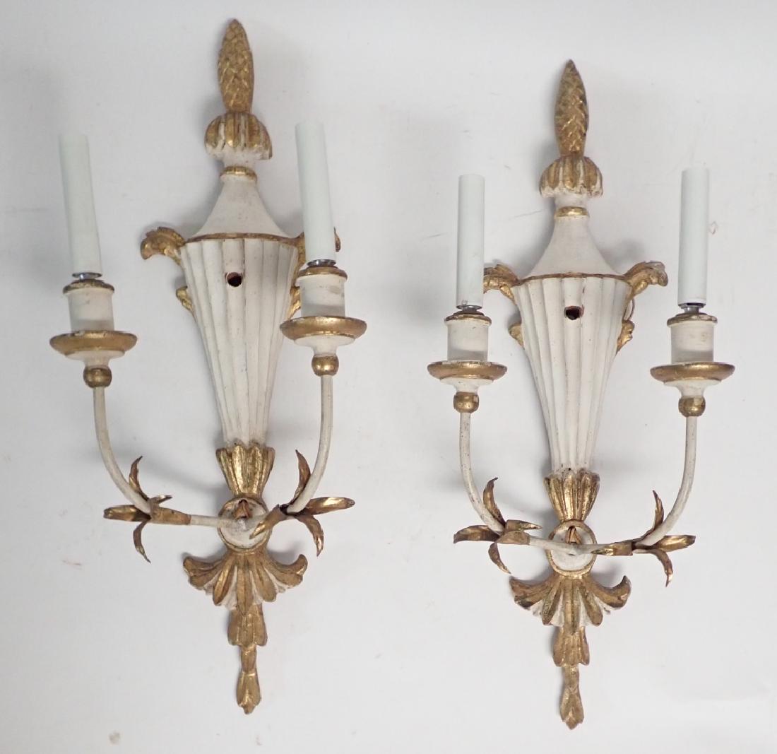 Set of 2 Tole Metal & Gilt Wood Sconces (1 of 10)