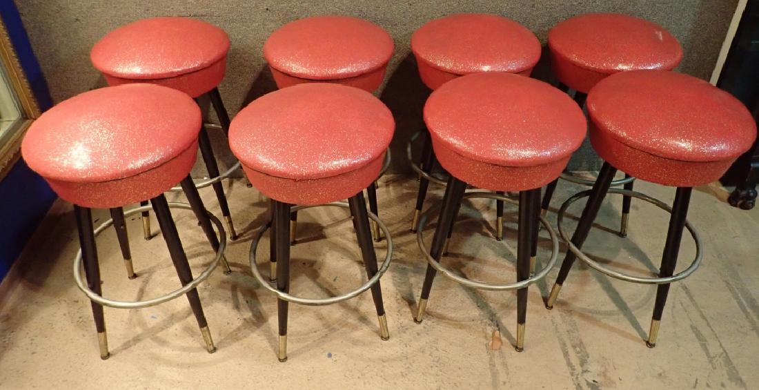 8 Mid-Century Upholstered Backless Bar Stools (1 of 8)