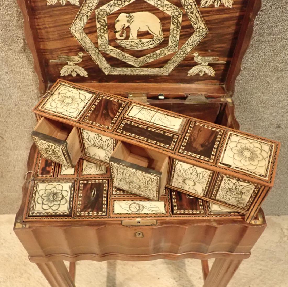 Anglo-Indian Zebra Wood Tea Box Table W Inlaid Drawers (1 of 10)