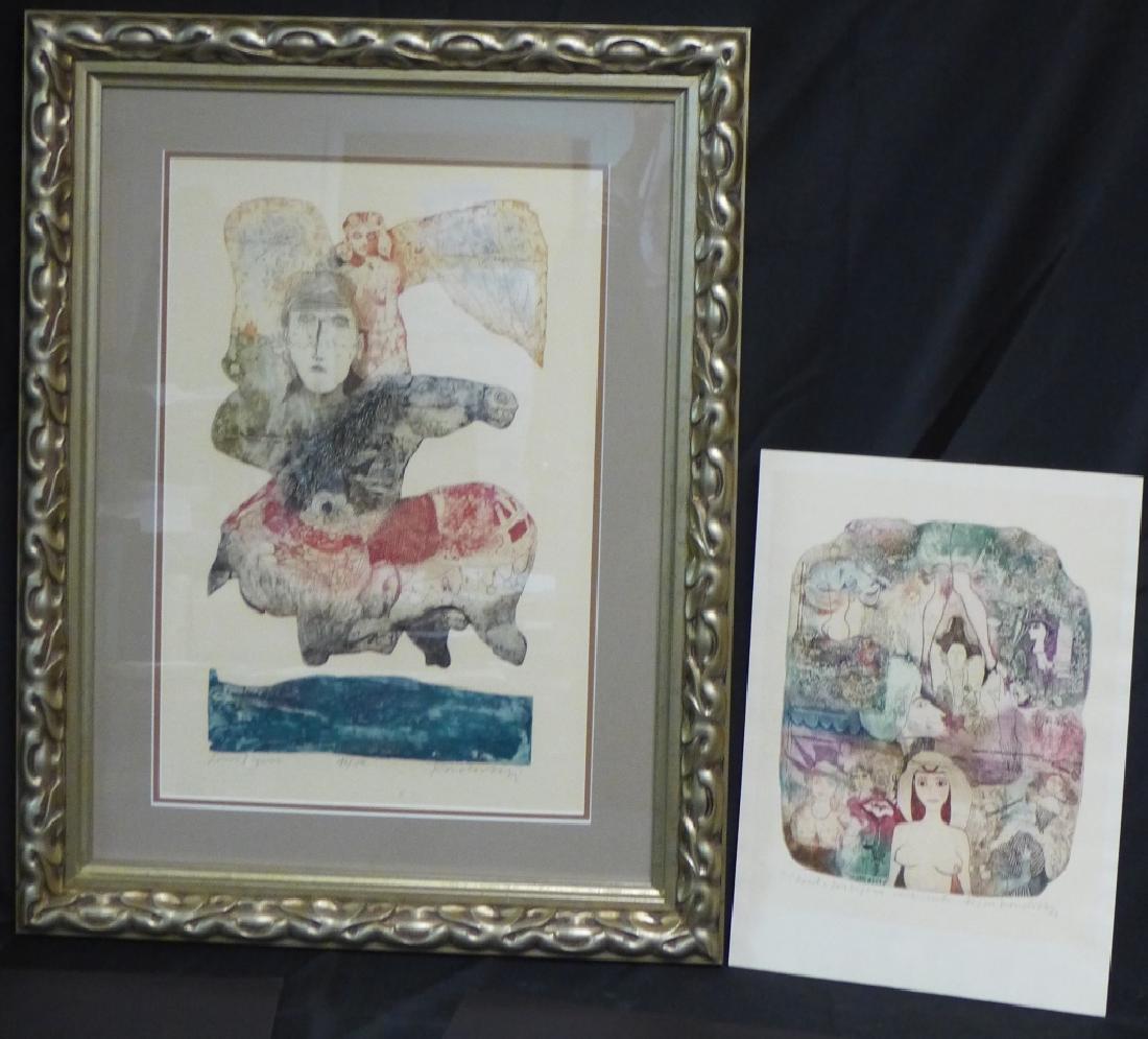 Two Artist Signed Abstract Figural Etchings (1 of 9)