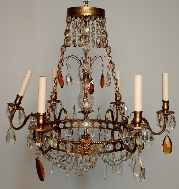 Colored Crystal and Bronze Continental Chandelier (1 of 10)