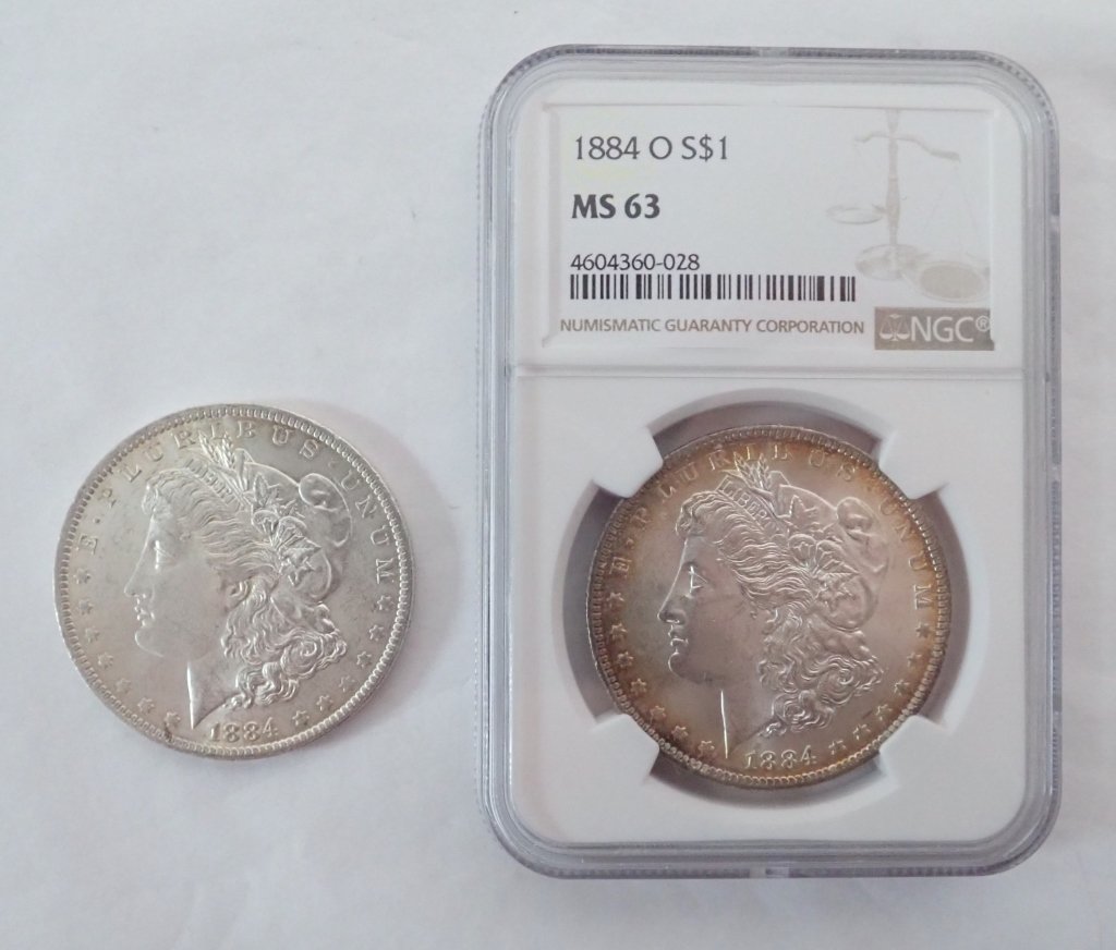 Two 1884 O $1 Morgan Silver Dollar Coins (1 of 8)