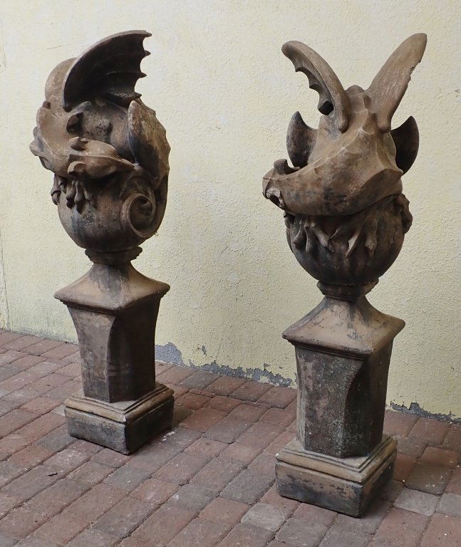 Pair of Winged Dragon Statues with Bases (1 of 9)