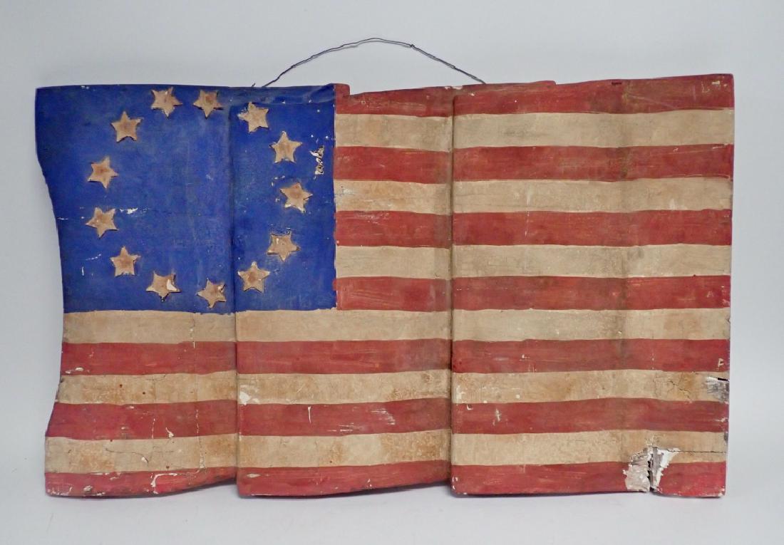 Carved & Painted Wood Flag Wall Hanging (1 of 7)