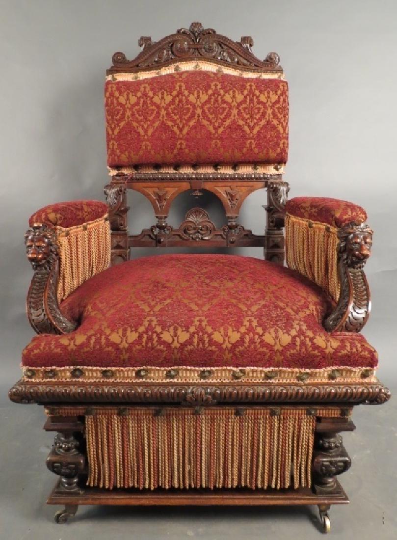Antique Belle Epoque Carved & Upholstered Armchair (1 of 9)