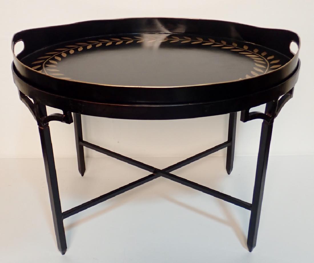Painted Gilt Tole Metal Two Piece Tray Table (1 of 12)