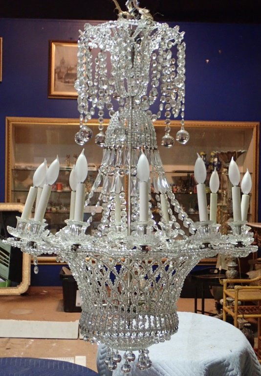 Antique French Basket Crystal Beaded Chandelier (1 of 11)