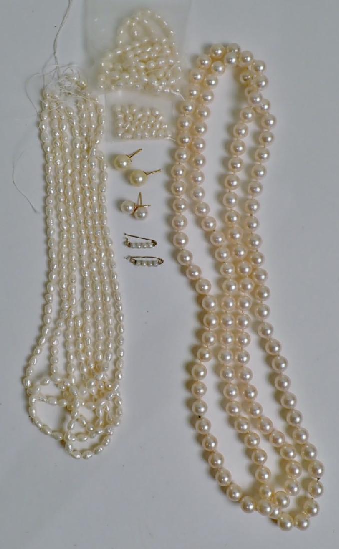 Pearl Necklace & Earring Collection: From the Estate of Joyce Dankoff. Collection of pearl jewelry features necklaces, earrings and more. Length: 23". Imperfections. (jewelry, fashion, accessory, costume) STERLING ASSOCIATES STRIVES TO P