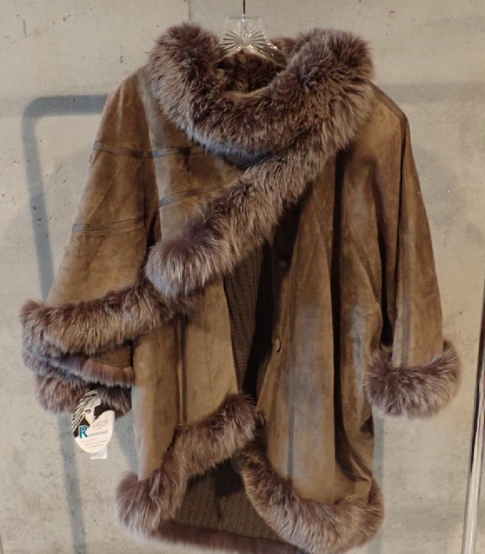 Italian Suede & Fox Fur Coat (1 of 7)