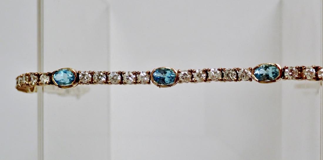 Faux Diamond & Aquamarine Tennis Bracelet (1 of 9)