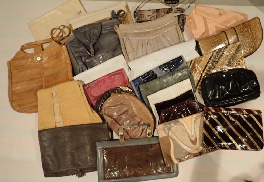 Assortment of Vintage Snake, Eel & Leather Purses (1 of 14)