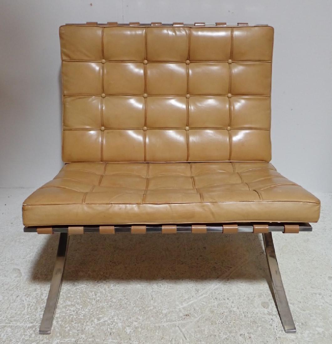 Leather Barcelona Chair by Knoll Associates: From the Estate of Joyce Dankoff. Mate to previous lot. Leather Barcelona Chair by Knoll Associates. Designed by Ludwig Mies van der Rohe for Knoll Associates. Maker's mark reads: "Knoll Associates, I
