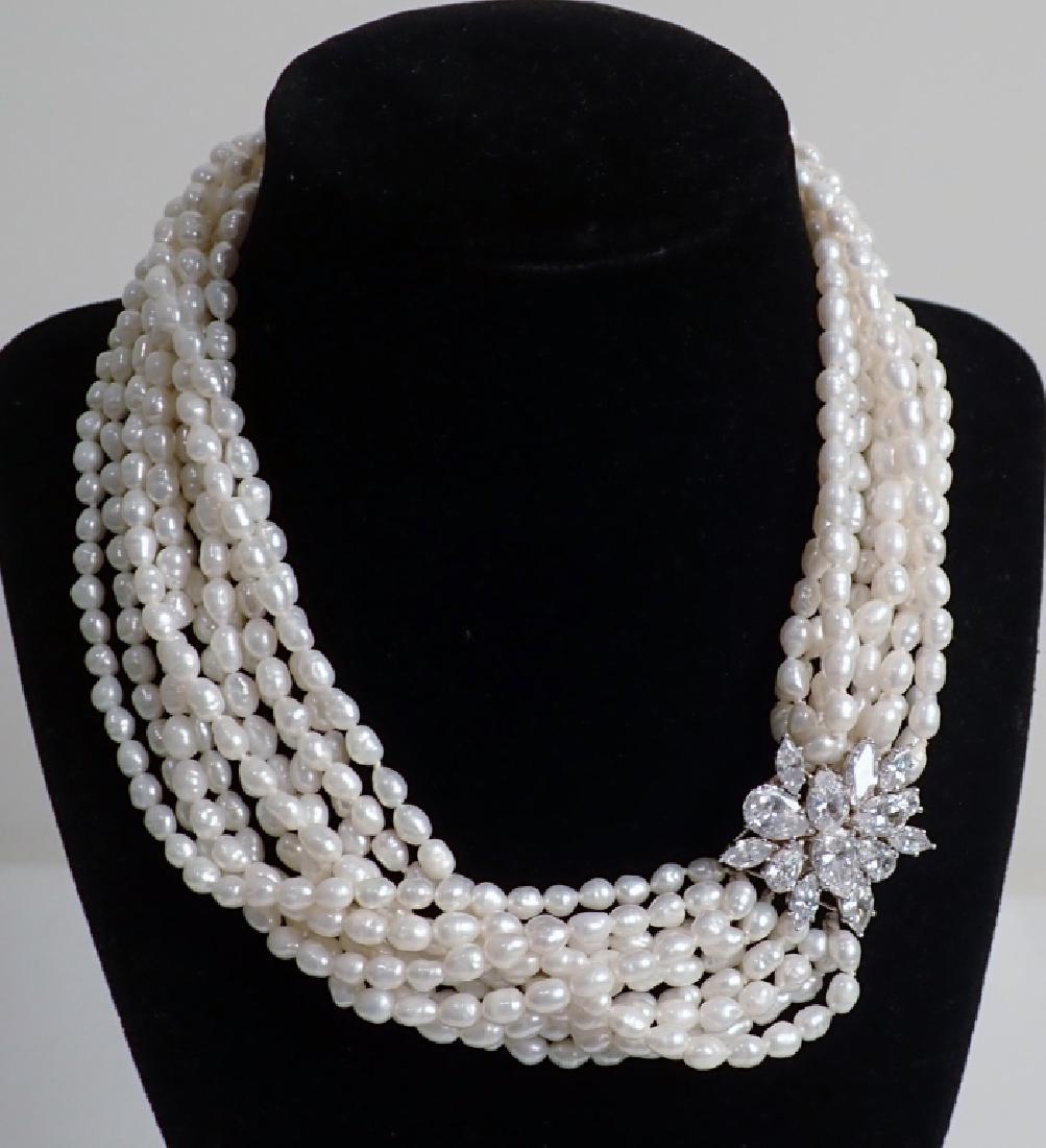 Faux Diamond & Multi-Strand Pearl Necklace (1 of 9)