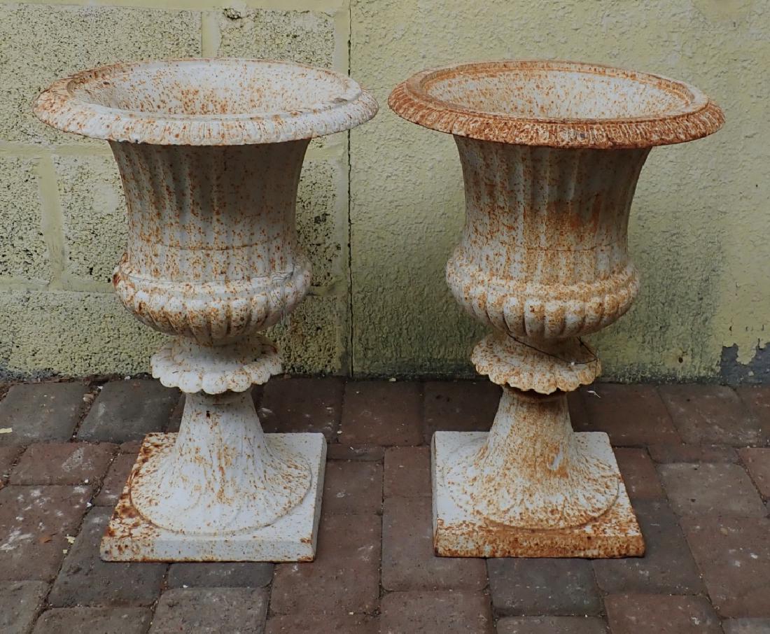 Pair of Painted Iron Garden Urns (1 of 6)