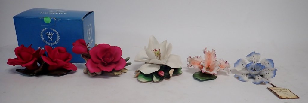 Group of 5 Capodimonte Porcelain Flowers (1 of 6)
