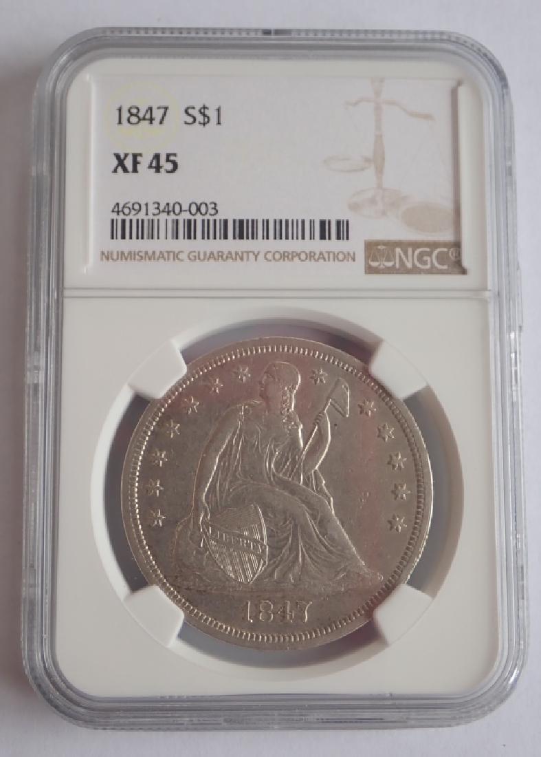 1847 Seated Liberty Silver Dollar Coin (1 of 4)