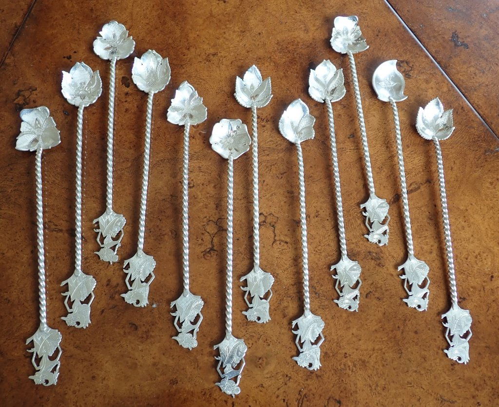 Set of 12 Russian Silver Siam Spoons (1 of 14)