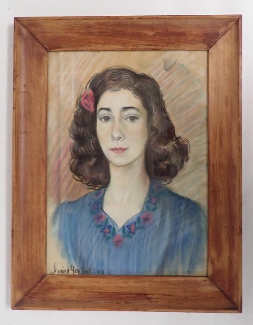 Signed Portrait Pastel Drawing of a Girl (1 of 8)