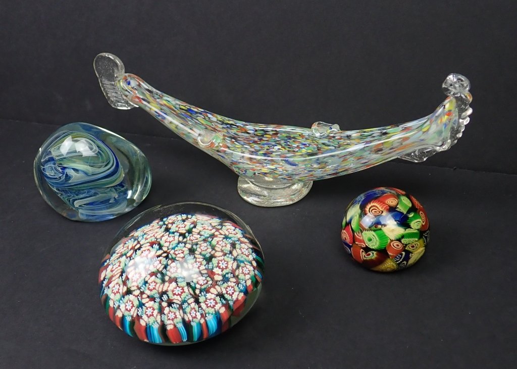 Modern Art Glass Paperweights & Boat (1 of 12)