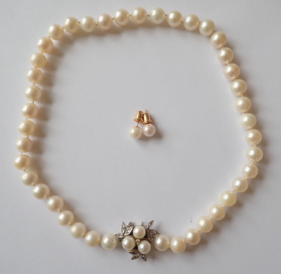 14k Gold & Pearl Necklace and Earring set (1 of 12)