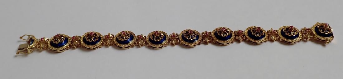 18k Yellow Gold, Ruby & Enamel Italian Bracelet (1 of 8)