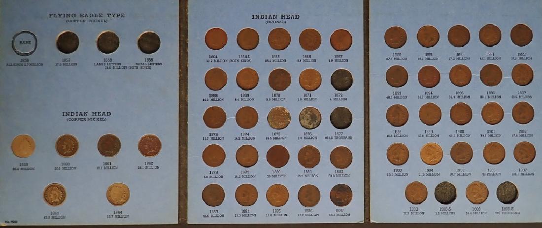 Indian Head Cent Coin Collection: Indian Head Cent Set 1856 Thru 1909, Near Complete, Incomplete Includes over 50 coins possibly : 1859-1871, 1873-1876, 1878-1908 & 1909. (National, USA, money, collecting, Numismatics, currency) STERL