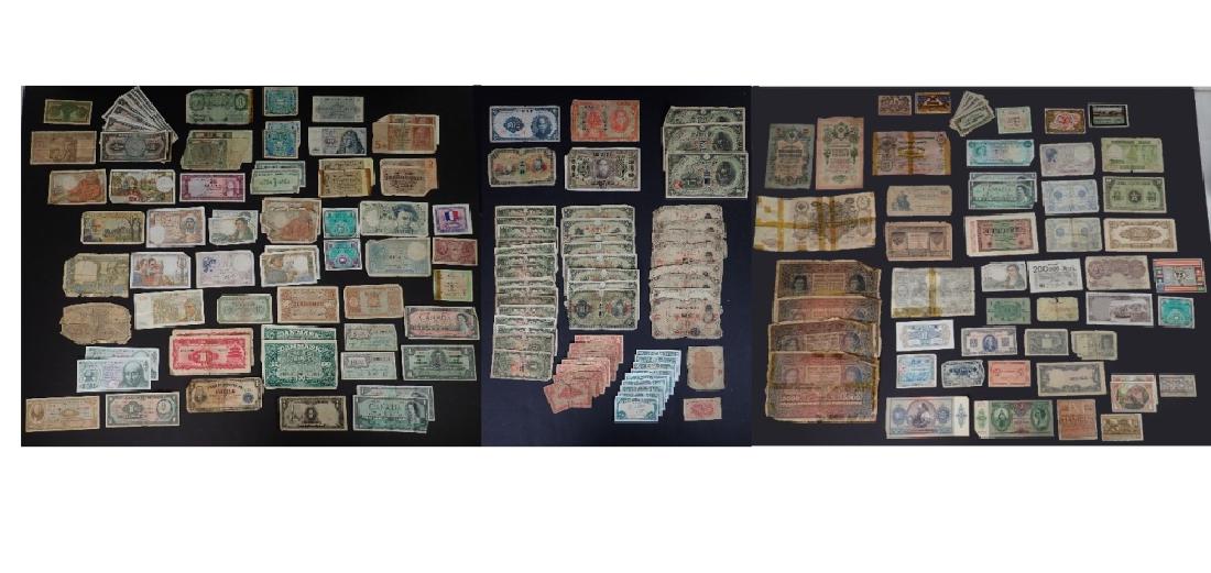 Collection of International Paper Money: Large assortment of paper money. Various denominations, conditions and countries of origin. includes: France, Canada, China, Mexico, Philippines, Denmark, Bahamas, Italy and more. (National, USA, mone