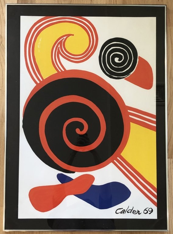 Alexander Calder (1898-1976) Composition \: Alexander Calder (1898-1976) Composition '69, Lithograph, Signed and dated '69 in print lower right. Includes Certificate of Authenticity. Height: 39 1/4"; Width: 28 1/4". Framed under glass. STERLING