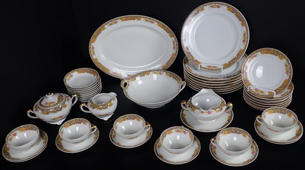 Mount Vernon by Haviland Limoges China, 43 pcs: Antique Haviland France Limoges Fine China in the Mount Vernon pattern 43 pieces Includes: Gravy Boat with Attached Underplate, Creamer, Sugar Bowl & Lid, 14" Oval Serving Platter, 9" Handled Round Ve