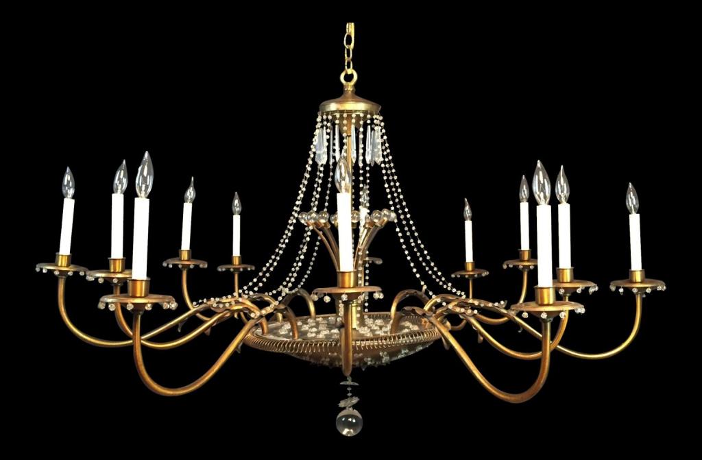 Monumental Mid-Century Modern Chandelier by Tynell: Monumental Mid-Century Modern Chandelier by Paavo Tynell Mid-Century Modern Chandelier of large monumental size. Paavo Tynell. No visible makers mark. Most likely a custom item. DIMENSIONS 67"W Ã— 