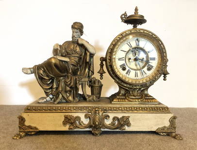 Ansonia Mantel Clock: Ansonia mantel clock. ESTATE OF PHILIP GRECO JR. STERLING ASSOCIATES STRIVES TO PROVIDE ACCURATE, OBJECTIVE, & FAIR INFORMATION ON ALL LOTS. WE WILL BE HAPPY TO ANSWER ANY QUESTIONS AND PROVIDE