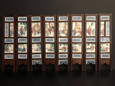 8 Panel Chinese Porcelain Screen