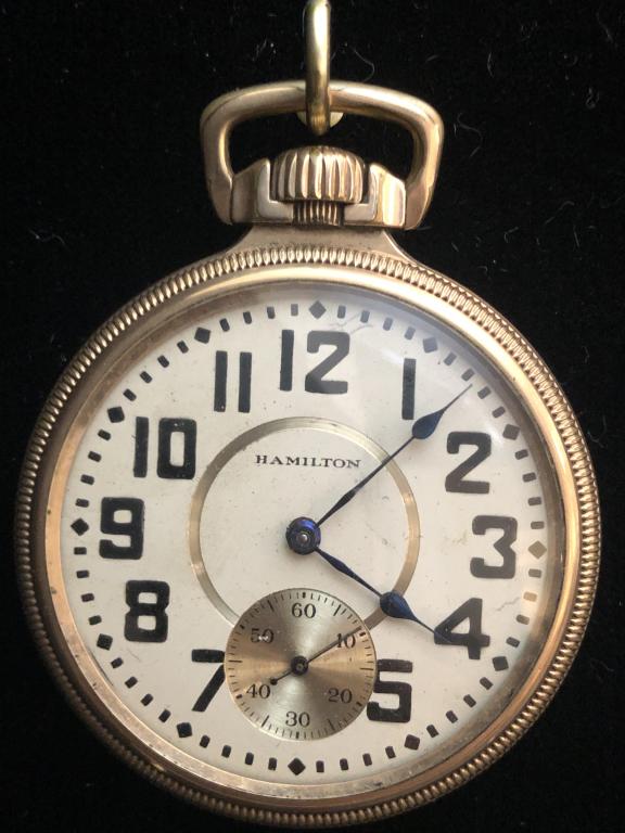 Hamilton Pocket Watch: Hamilton railroad pocket watch. 21 Jewels.Running. ESTATE OF PHILIP GRECO JR. STERLING ASSOCIATES STRIVES TO PROVIDE ACCURATE, OBJECTIVE, & FAIR INFORMATION ON ALL LOTS. WE WILL BE HAPPY TO ANSWER ANY