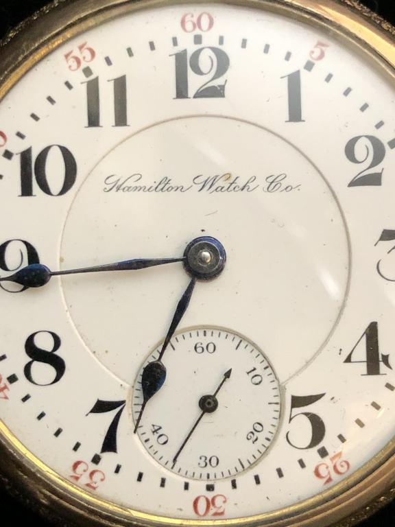 Hamilton Watch Co. Pocket Watch: Hamilton railroad pocket watch. 21 Jewels.Running. ESTATE OF PHILIP GRECO JR. STERLING ASSOCIATES STRIVES TO PROVIDE ACCURATE, OBJECTIVE, & FAIR INFORMATION ON ALL LOTS. WE WILL BE HAPPY TO ANSWER ANY